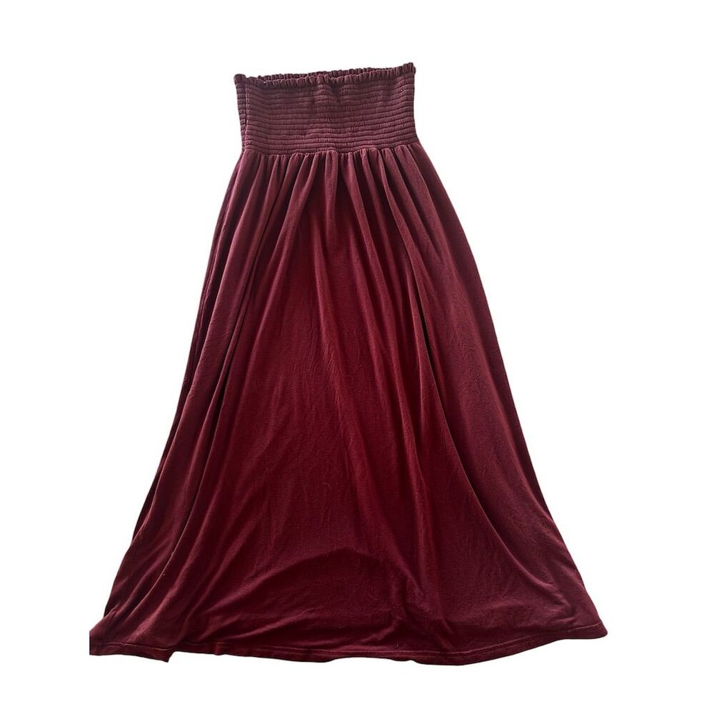 GAP Women's Strapless Ruched Midi Dress Rust/Brown Size 2